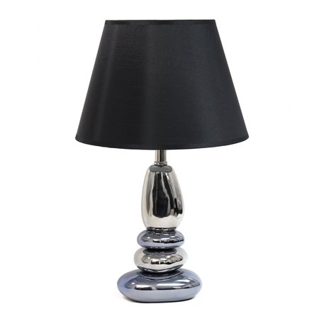 ELEGANT DESIGNS Stacked Chrome and Metallic Blue Stones Ceramic Table Lamp LT1039-BLU